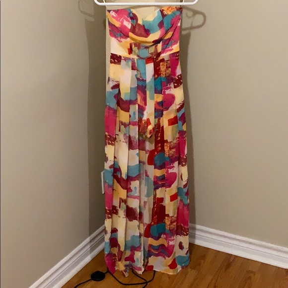 Multicoloured, Armless Maxi Dress/Romper w/ Slit - Picture 5 of 5
